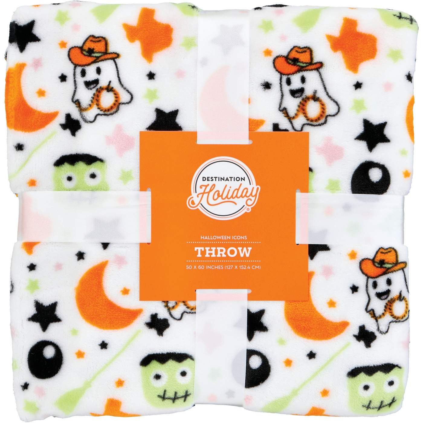 Destination Holiday Halloween All Over Texas Halloween Throw Blanket - White; image 1 of 2