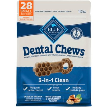 Blue Buffalo Dental Chews Chicken & Spearmint Small Dog Treats, 28 ct