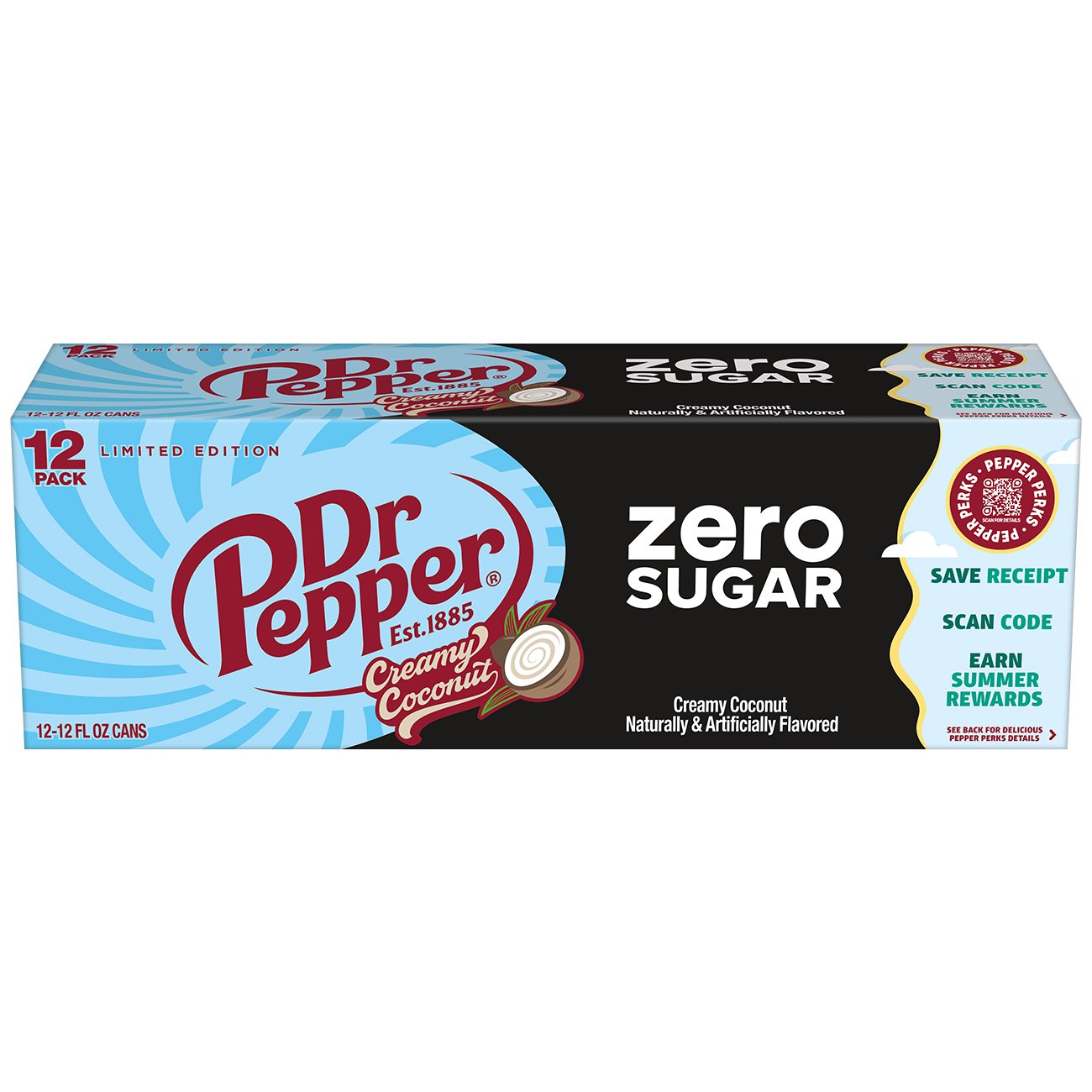 Dr Pepper Zero Sugar Creamy Coconut 12 pk Cans - Shop Soda at H-E-B