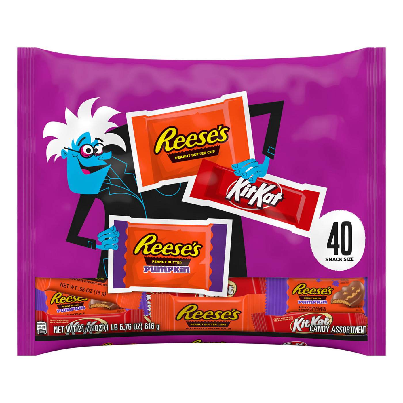 Kit Kat & Reese's Assorted Milk Chocolate Snack Size Halloween Candy ...