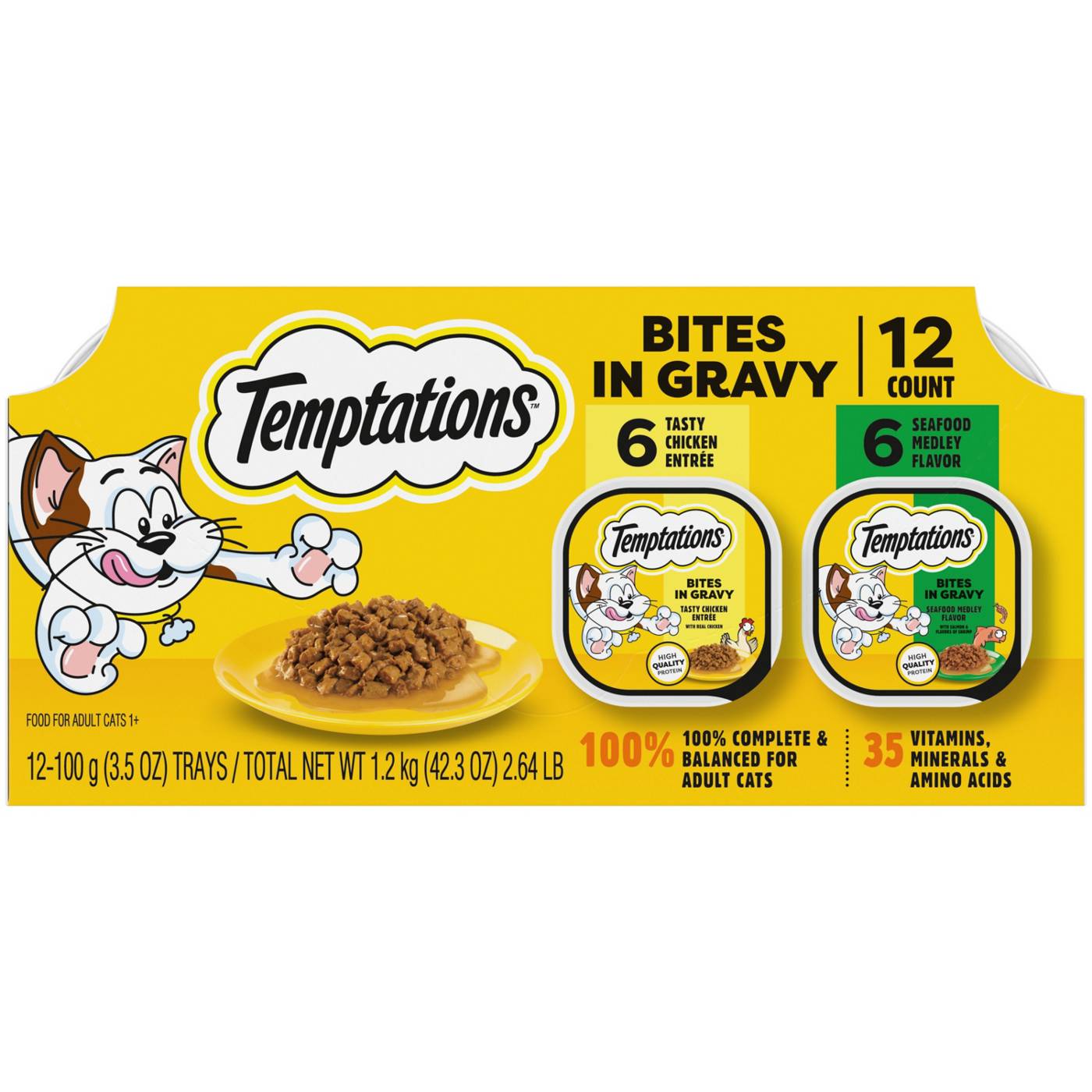 Temptations Bites In Gravy Wet Cat Food Variety Pack - Tasty Chicken & Seafood Medley; image 1 of 4