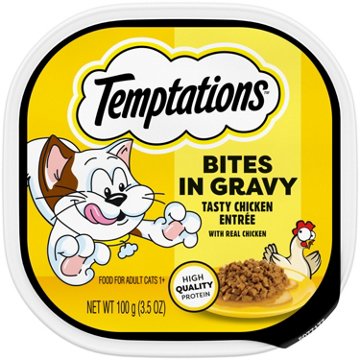 Temptations Wet Cat Food Tasty Chicken Flavor Bites in Gravy Tray