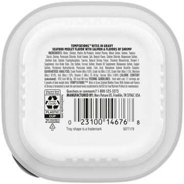 Temptations Wet Cat Food Seafood Medley Flavor Bites in Gravy Tray