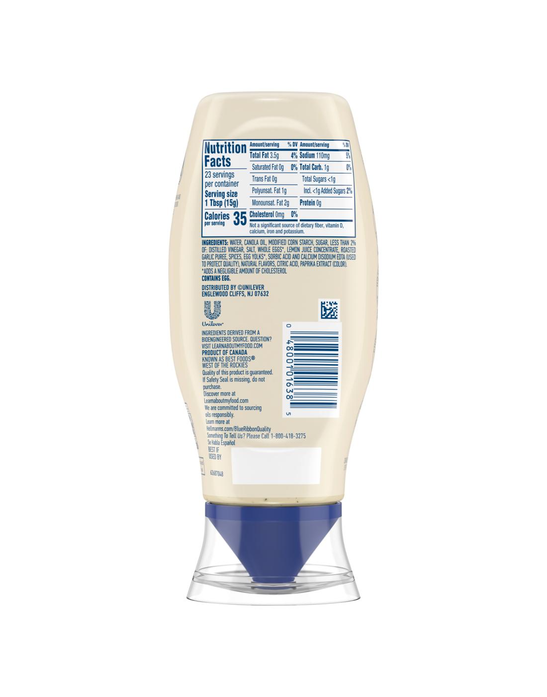Hellmann's Italian Herb & Garlic Mayonnaise Dressing Squeeze Bottle; image 2 of 2
