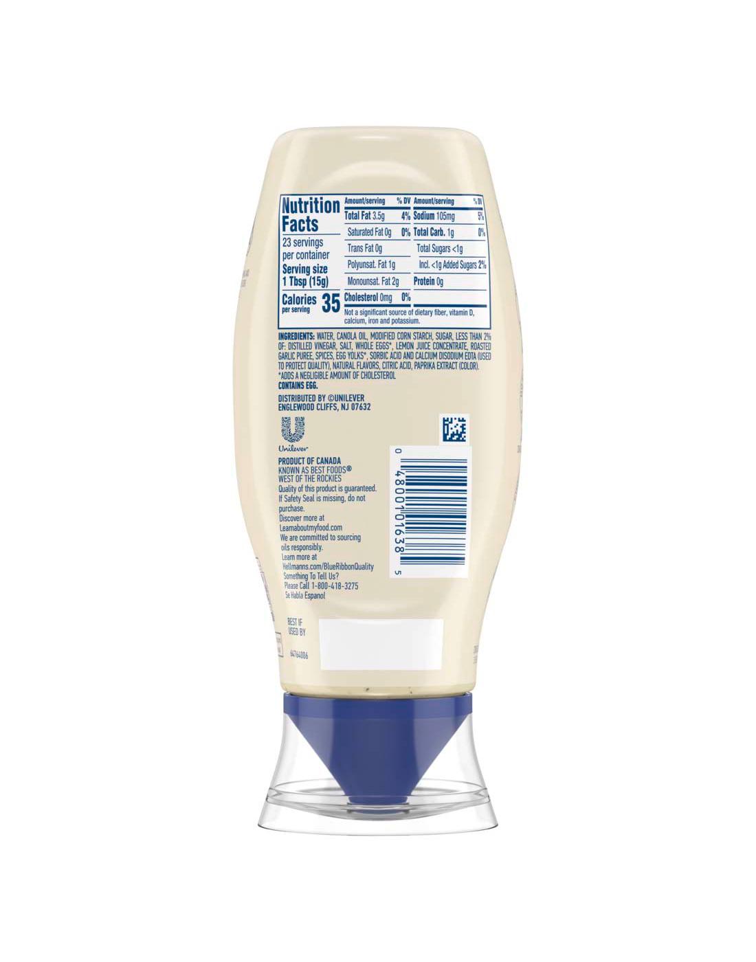 Hellmann's Italian Herb & Garlic Mayonnaise Dressing Squeeze Bottle; image 7 of 7