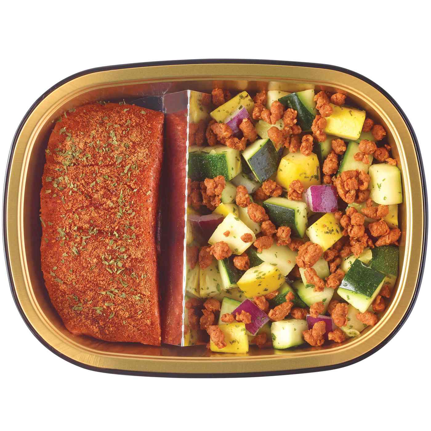 Meal Simple by H-E-B Low Carb Lifestyle Chile-Spiced Salmon & Chorizo-Topped Squash; image 1 of 4