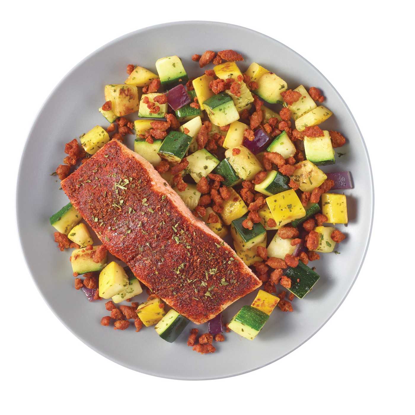 Meal Simple by H-E-B Low Carb Lifestyle Chile-Spiced Salmon & Chorizo-Topped Squash; image 3 of 4