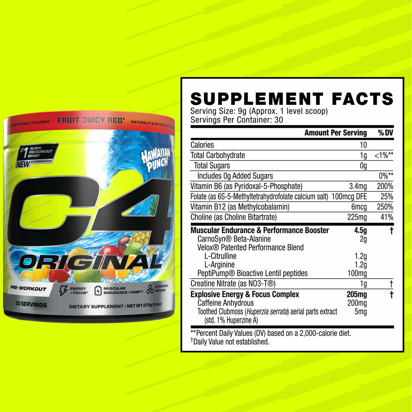 Cellucor C4 Original Pre-Workout - Hawaiian Punch Fruit Juicy Red; image 3 of 6
