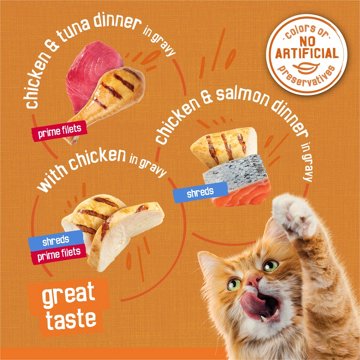 Friskies Purina Gravy Wet Cat Food Variety Pack - Chicken Lovers Prime Filets and Shreds