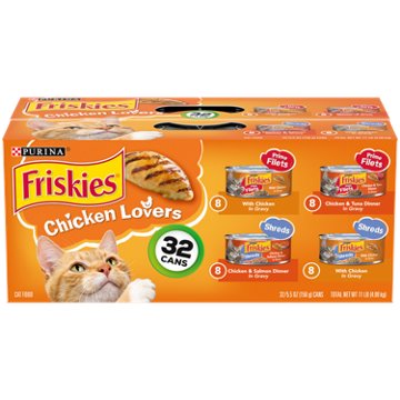Friskies Purina Gravy Wet Cat Food Variety Pack - Chicken Lovers Prime Filets and Shreds