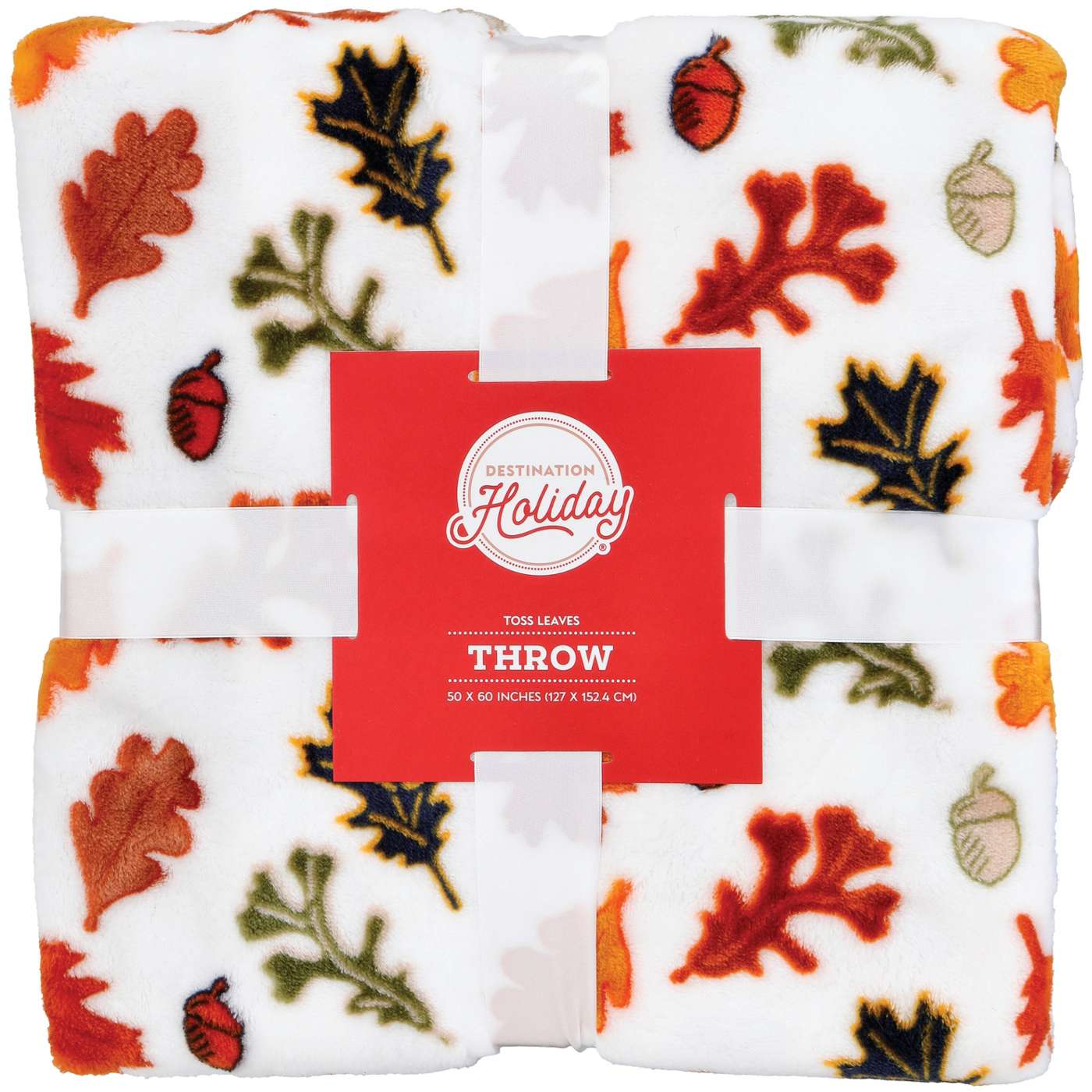 Destination Holiday Fall All Over Toss Leaves Throw Blanket - White; image 1 of 2