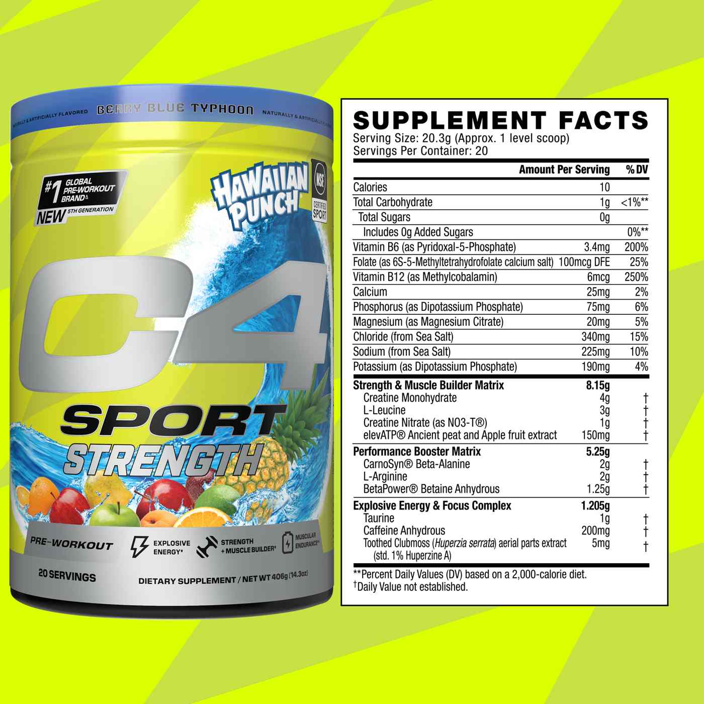Cellucor C4 Sport  Pre-Workout - Hawaiian Punch Blue Typhoon; image 4 of 8