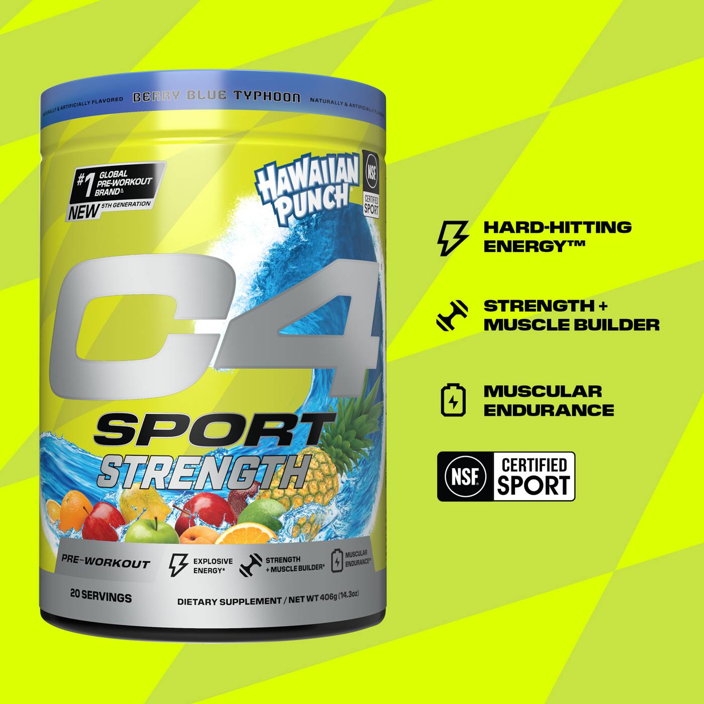 Cellucor C4 Sport  Pre-Workout - Hawaiian Punch Blue Typhoon; image 8 of 8
