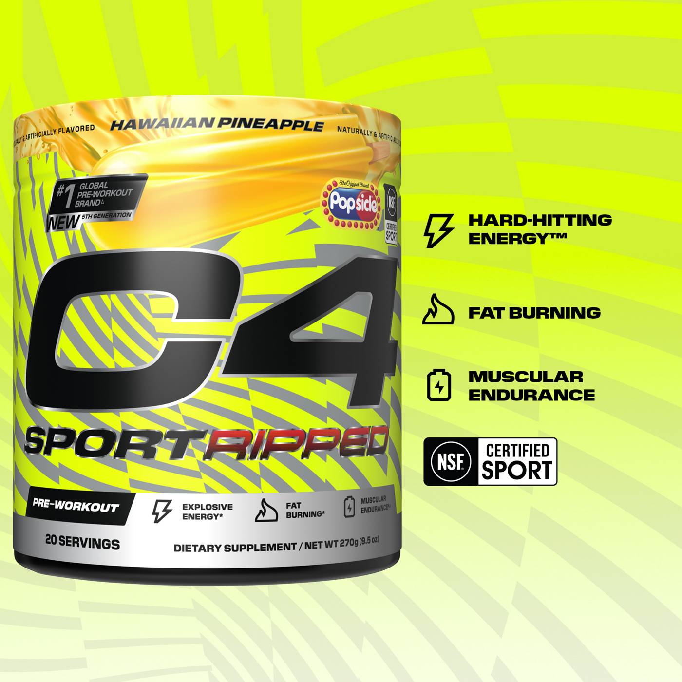 Cellucor C4 Sport Pre-Workout Ripped Hawaiian Pineapple ; image 4 of 8