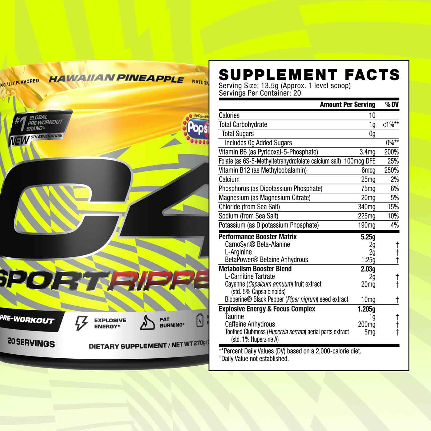 Cellucor C4 Sport Pre-Workout Ripped Hawaiian Pineapple ; image 8 of 8