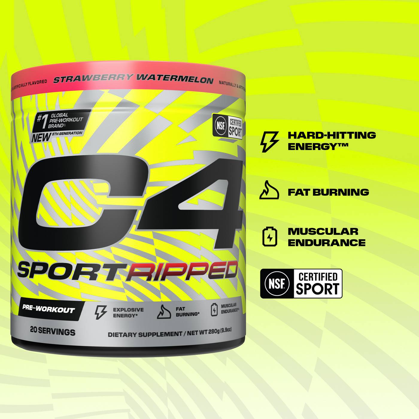 Cellucor C4 Sport Pre-Workout - Ripped Strawberry Watermelon; image 4 of 8