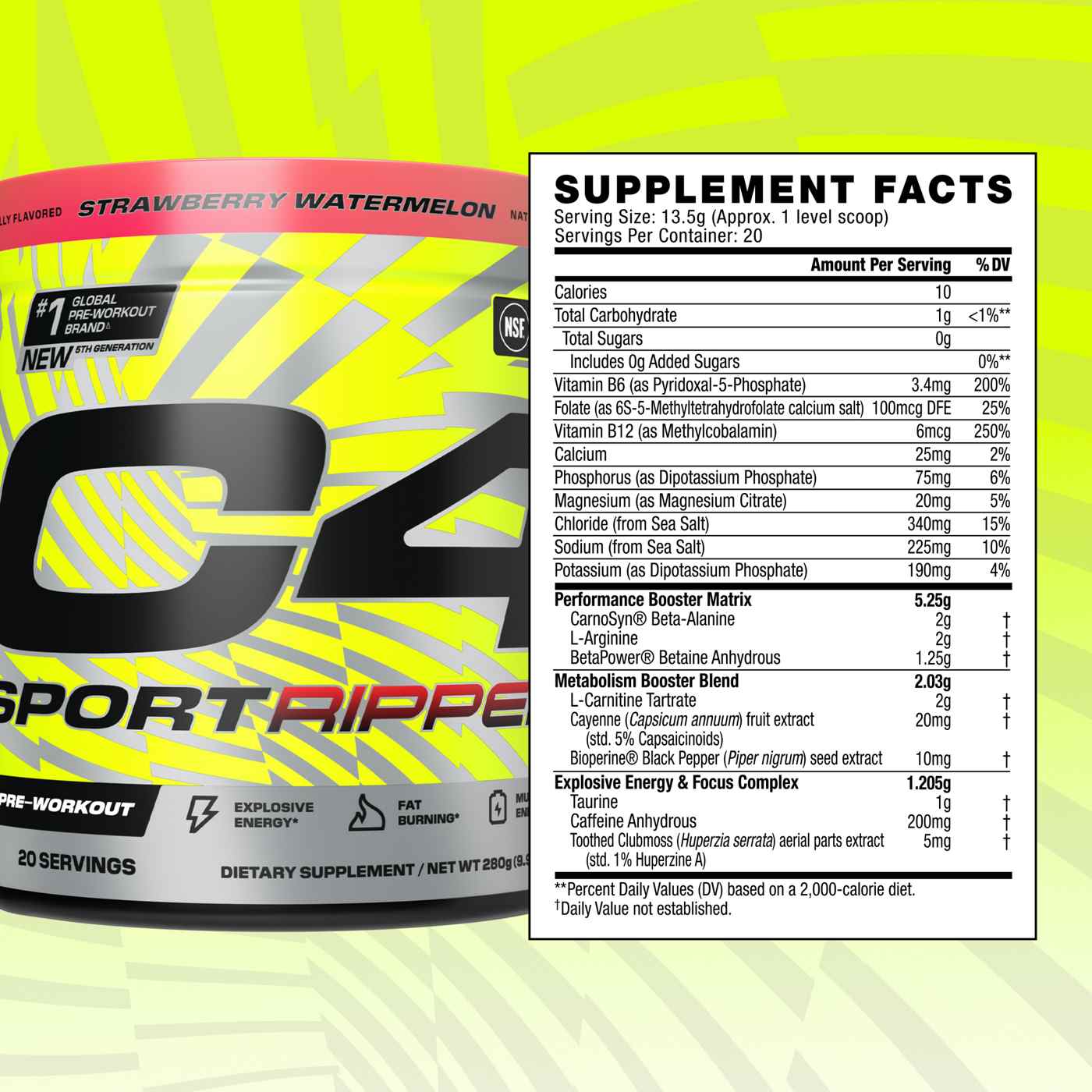 C4 Sport Pre-Workout - Ripped Strawberry Watermelon; image 4 of 8