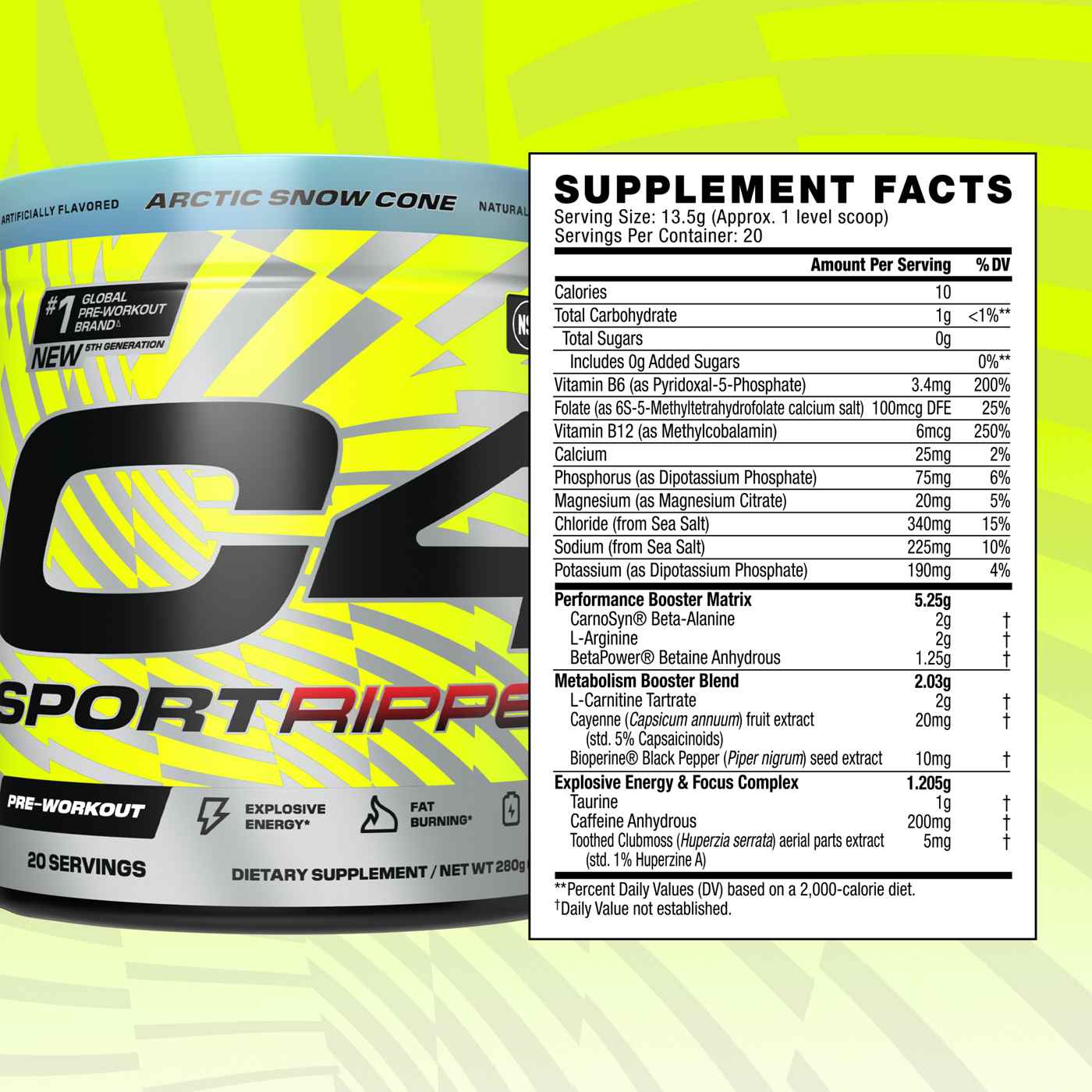 C4 Sport Pre-Workout - Ripped Arctic Snow Cone ; image 3 of 8