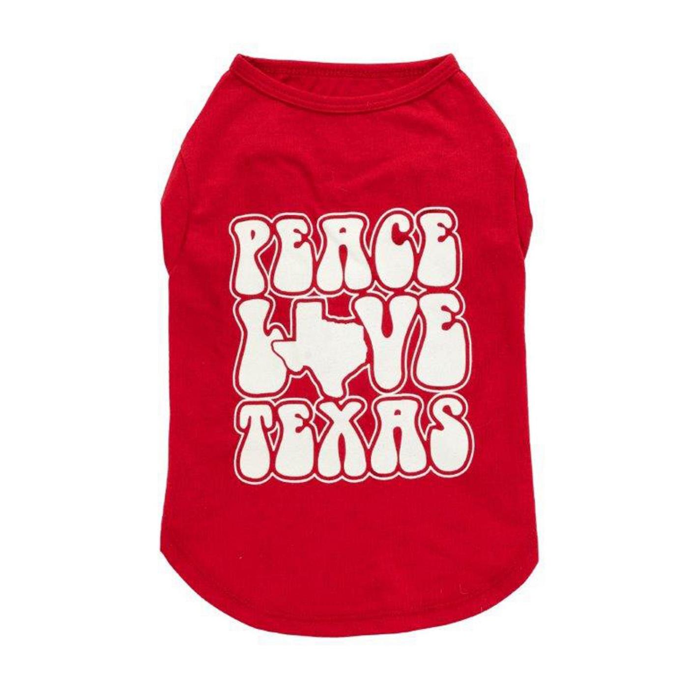 Simply Dog Red Peace Love Texas T-Shirt Small; image 1 of 2