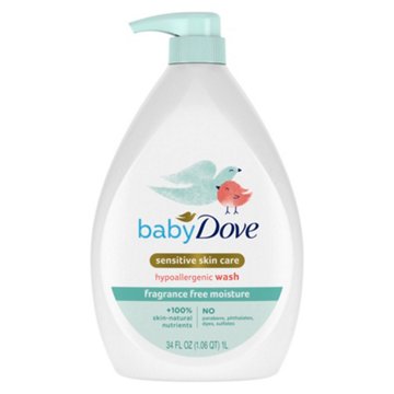 Baby Dove Sensitive Skin Care Baby Wash - Fragrance Free, 34 oz