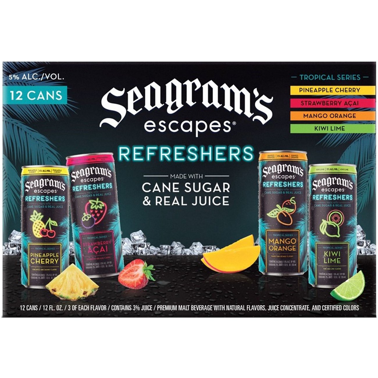 Seagrams Escapes Refreshers Tropical Series Variety Pack 12 pk Cans