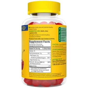 Nature Made Zero Sugar Vitamin D3 Gummies - Cherry