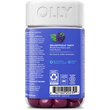 OLLY Extra Strength Melatonin & L-Theanine 5 mg Sleep Gummies Blackberry