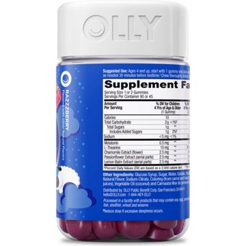 OLLY Kids Melatonin & L-Theanine .5 mg Sleep Gummies- Raspberry