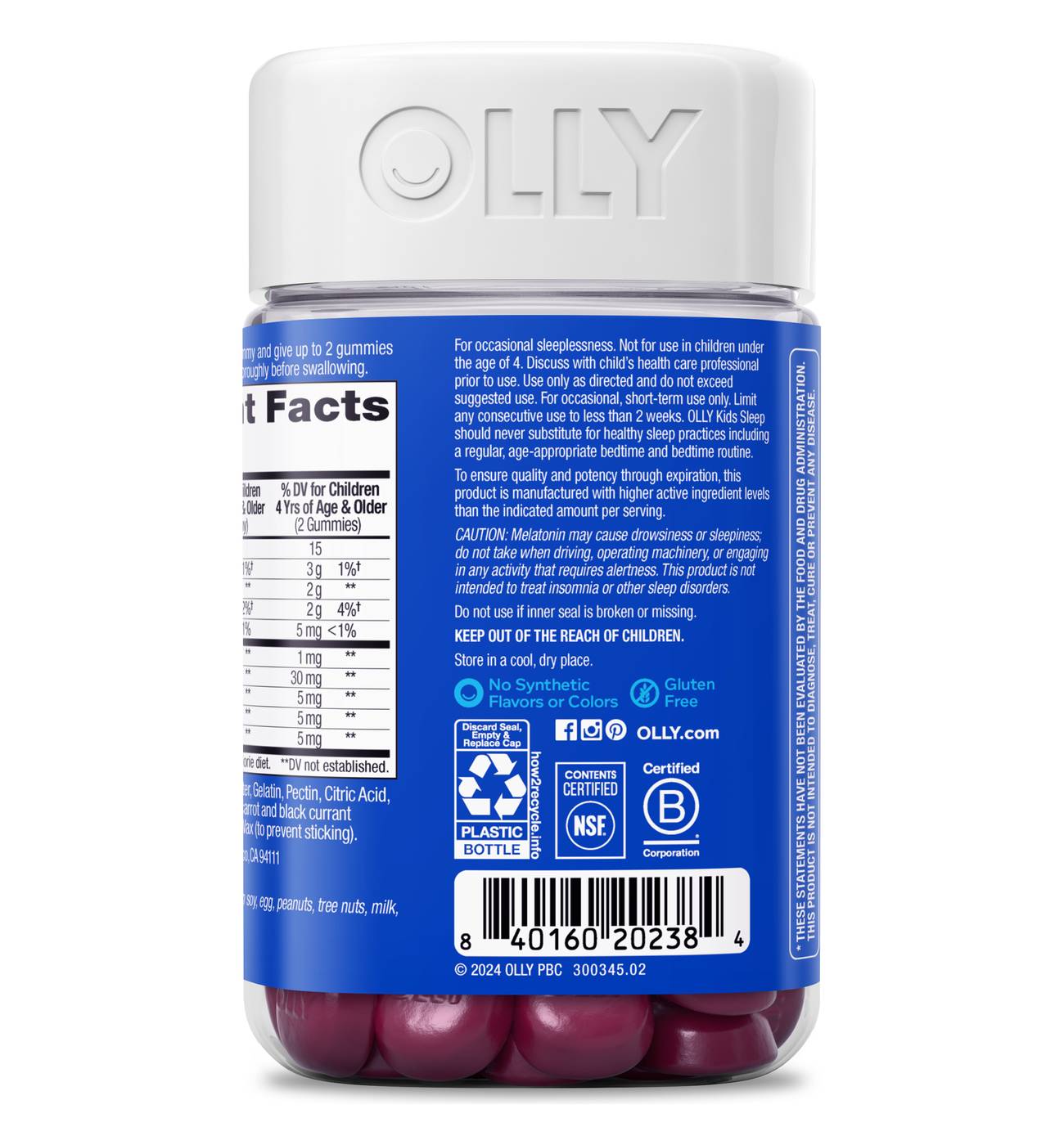 OLLY Kids Melatonin & L-Theanine .5 mg Sleep Gummies- Raspberry; image 3 of 4