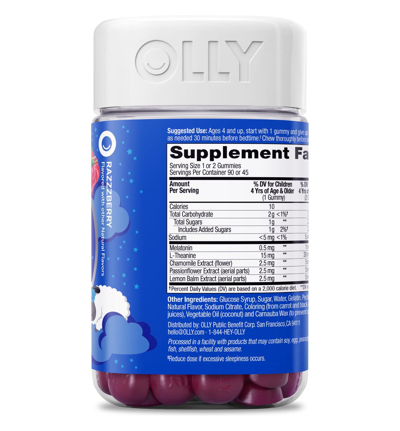 OLLY Kids Melatonin & L-Theanine .5 mg Sleep Gummies- Raspberry; image 4 of 4