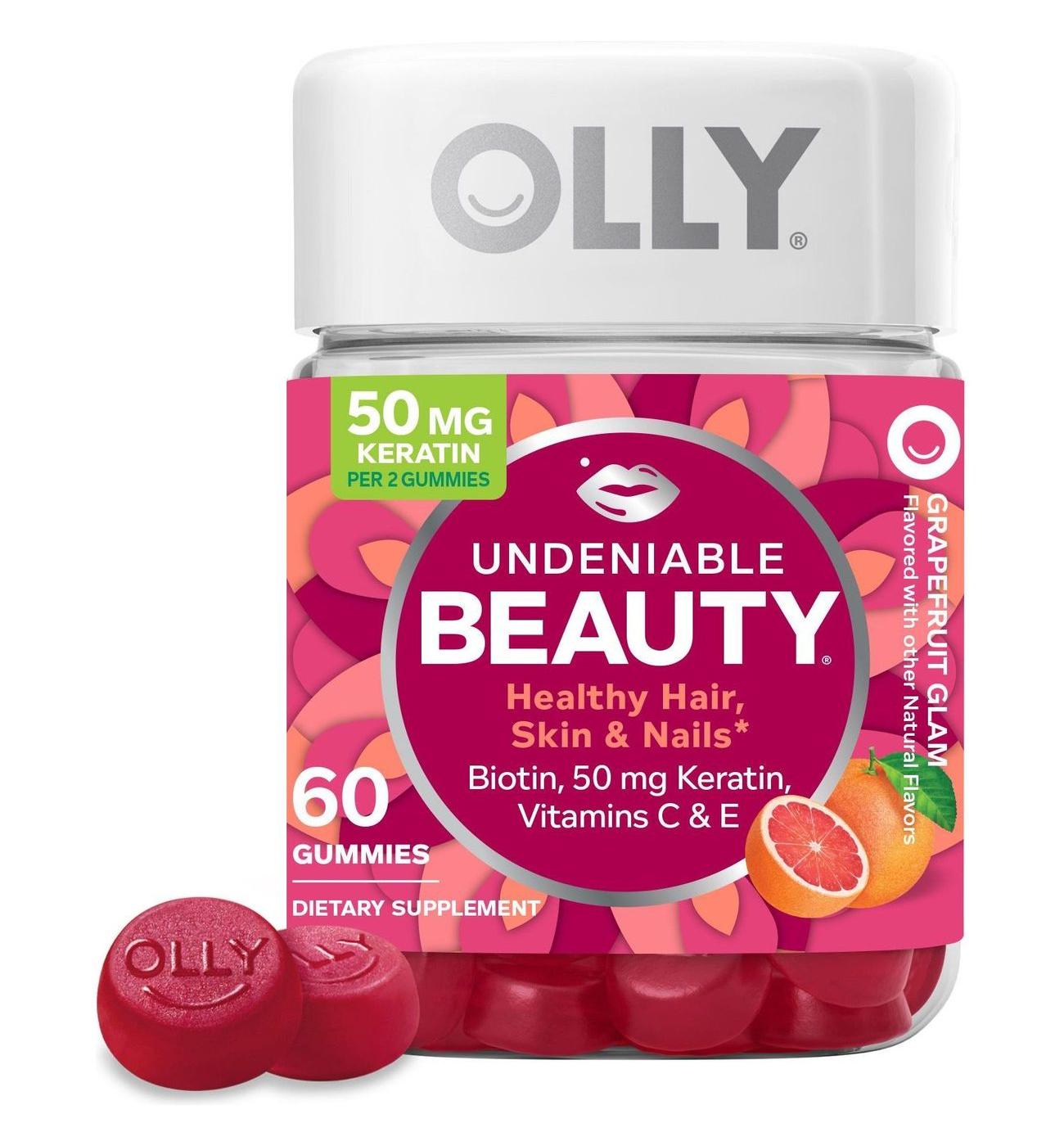 OLLY Undeniable Beauty Healthy Hair, Skin & Nails Biotin & 50 mg Keratin Gummies - Grapefruit; image 1 of 4