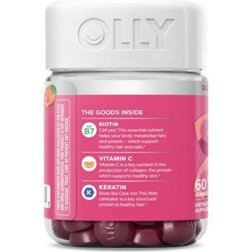 OLLY Undeniable Beauty Healthy Hair, Skin & Nails Biotin & 50 mg Keratin Gummies - Grapefruit