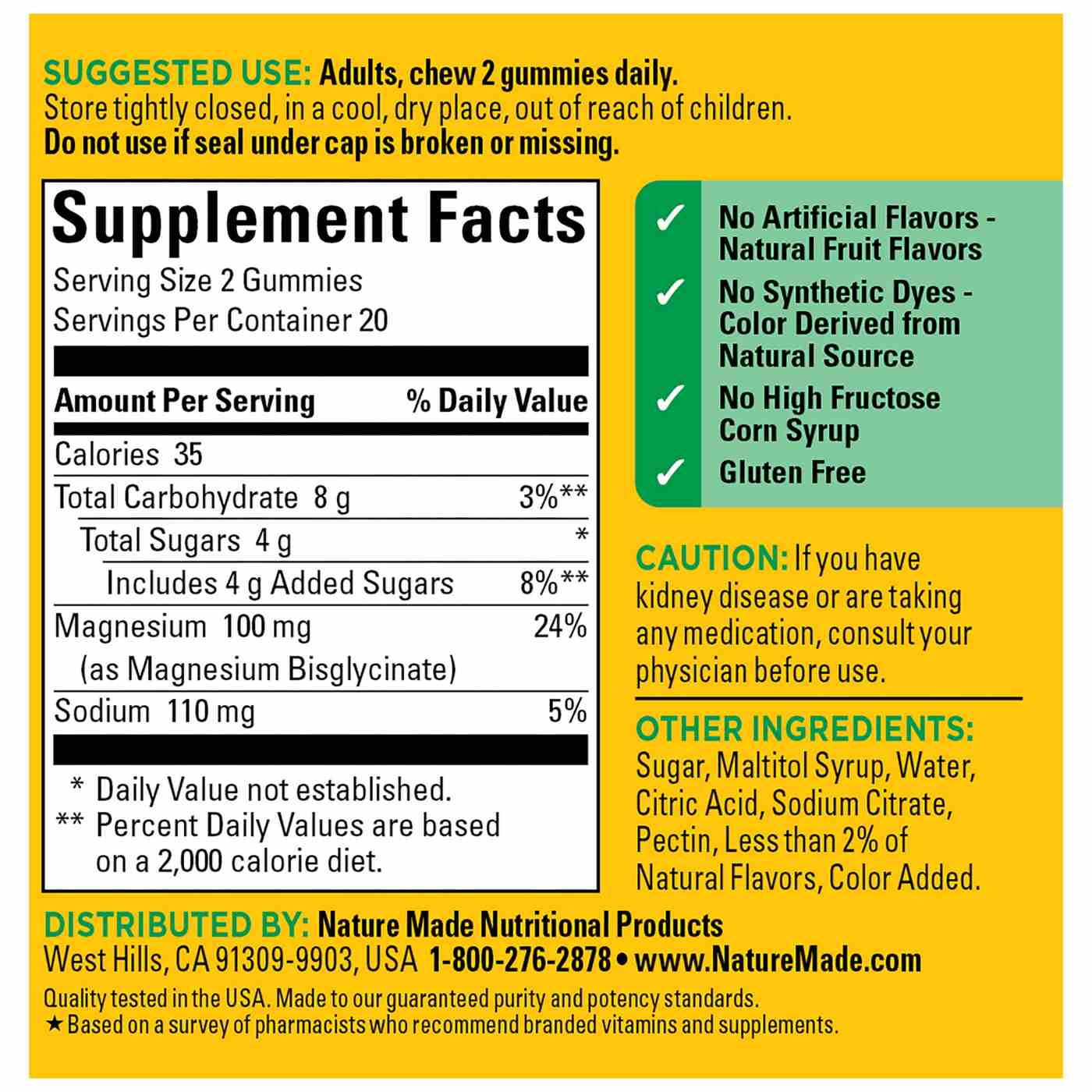 Nature Made High Absorption Magnesium Glycinate Gummies Mixed Berry