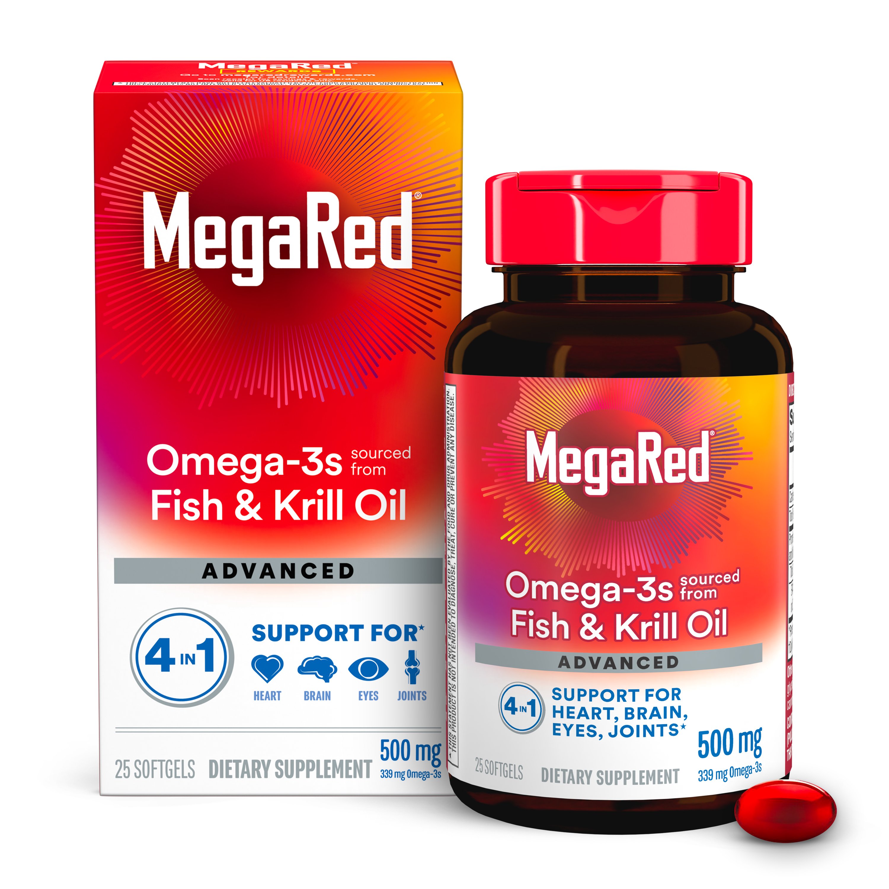 MegaRed Advanced 4 in 1 Omega-3s Fish & Krill Oil Softgels - Shop Diet ...