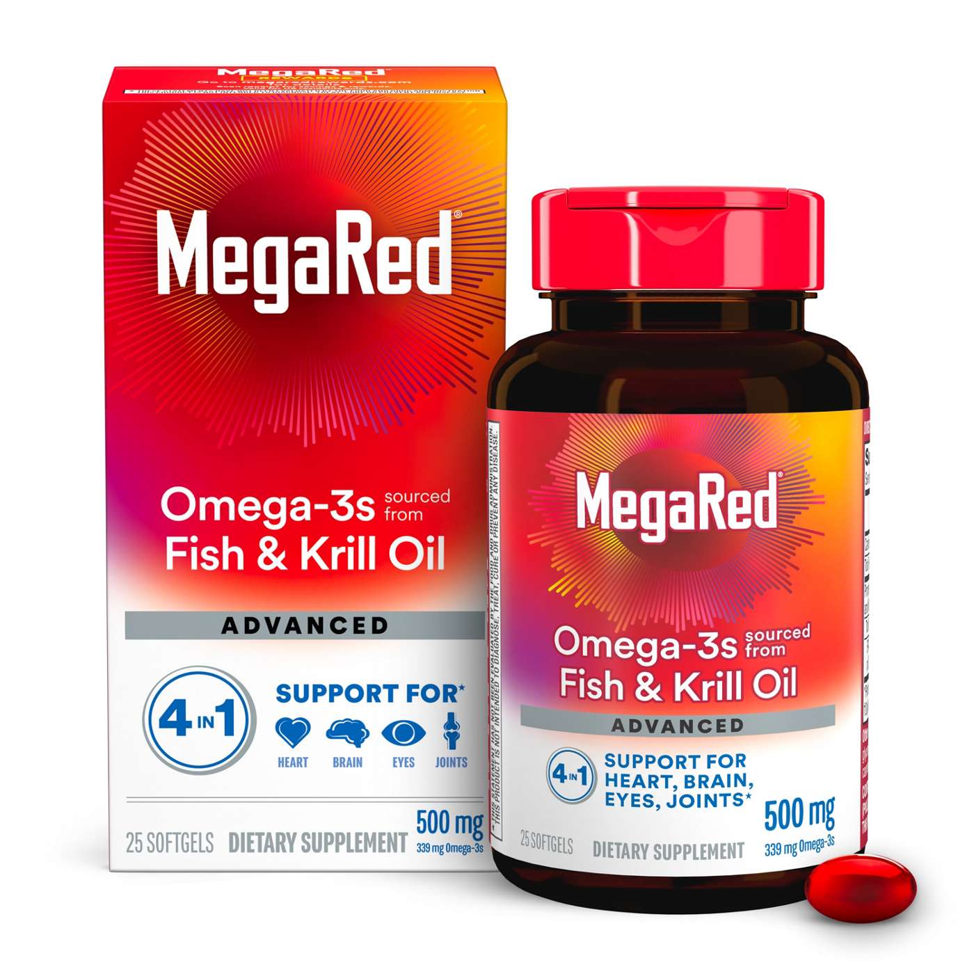 MegaRed Advanced 4 in 1 Omega-3s Fish & Krill Oil Softgels; image 1 of 8