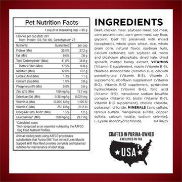 Purina ONE True Instinct Lean Muscle Support Natural High Protein Dog Food - Real Beef