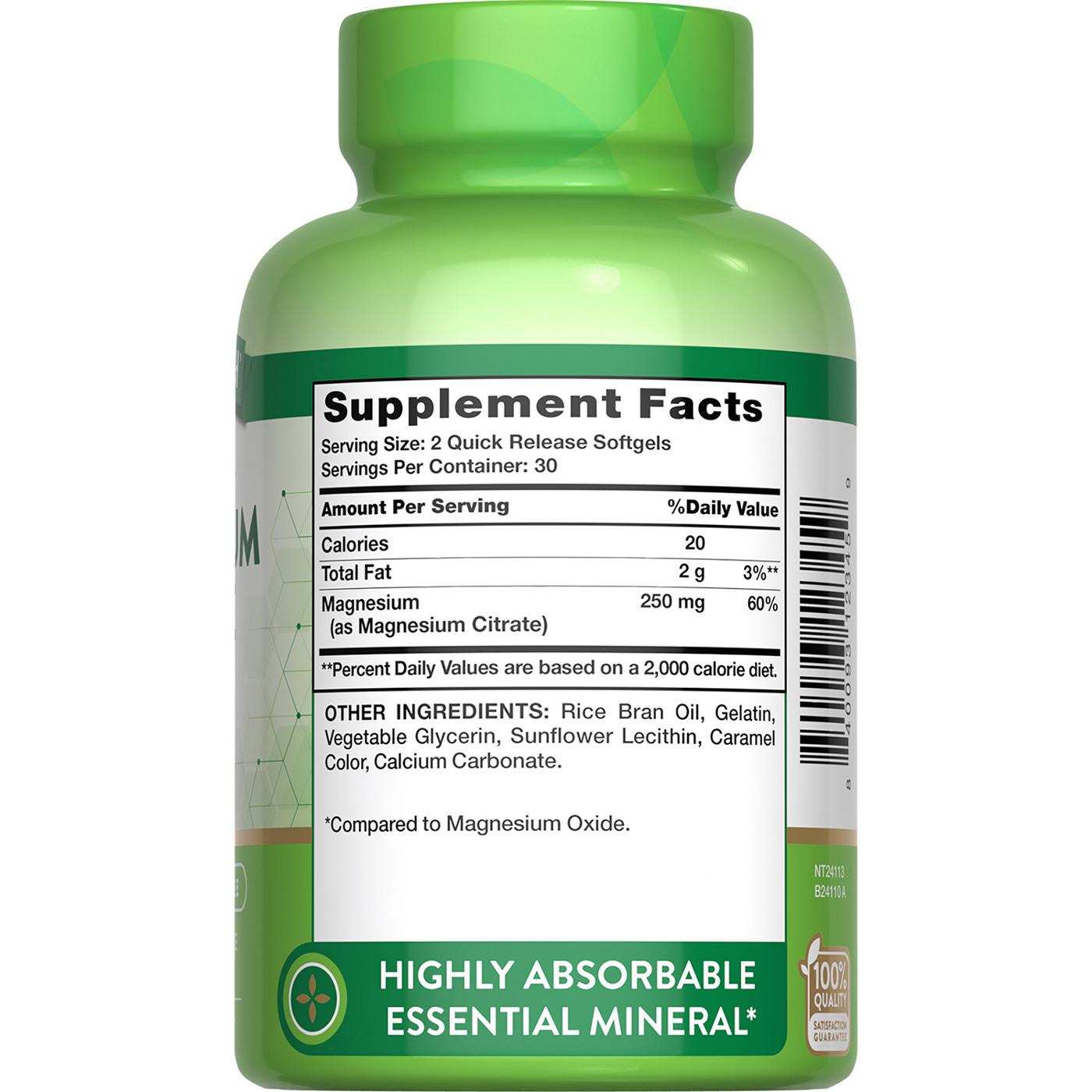 Nature's Truth Magnesium Citrate 250 mg Quick Release Softgels; image 2 of 5