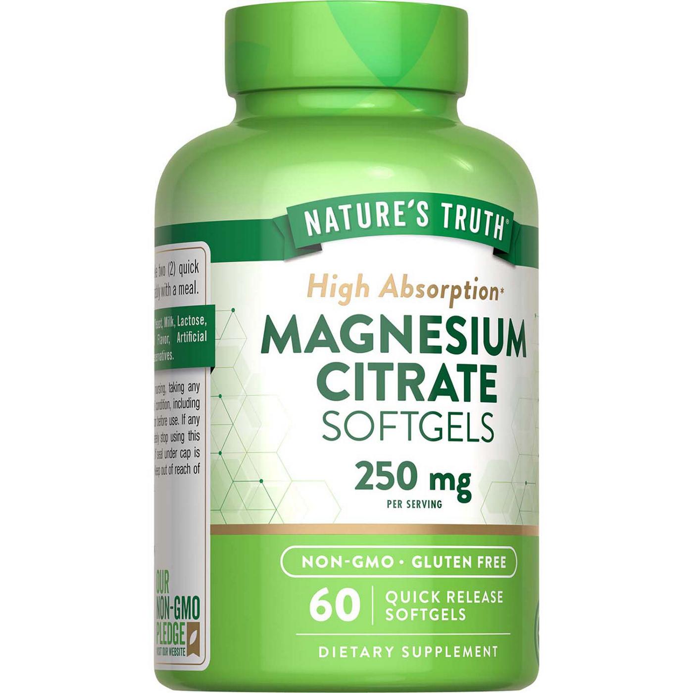 Nature's Truth Magnesium Citrate 250 mg Quick Release Softgels; image 3 of 5