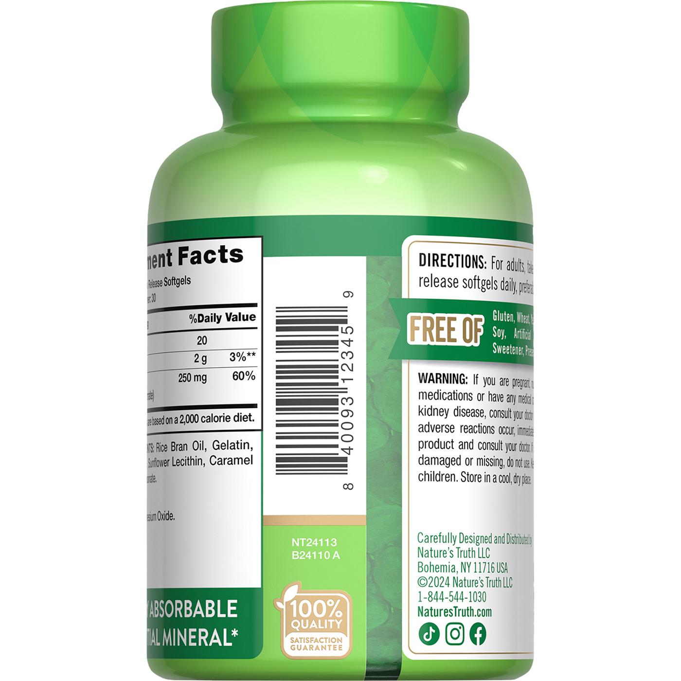 Nature's Truth Magnesium Citrate 250 mg Quick Release Softgels; image 5 of 5
