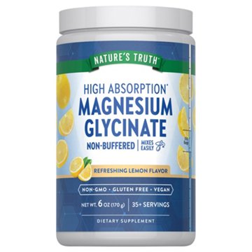 Nature's Truth Non-Buffered Magnesium Glycinate Powder- Lemon Flavor