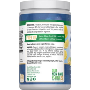 Nature's Truth Non-Buffered Magnesium Glycinate Powder- Lemon Flavor