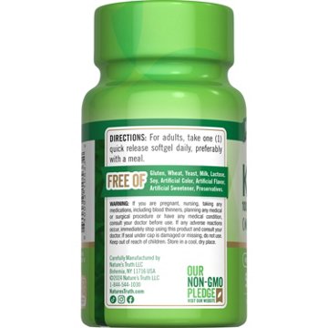 Nature's Truth Ultra K2 100 mcg + D3 125 mcg Quick Release Softgels, 50