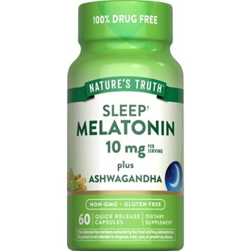 Nature's Truth Sleep Melatonin + Ashwagandha 10mg Quick-Release Capsules