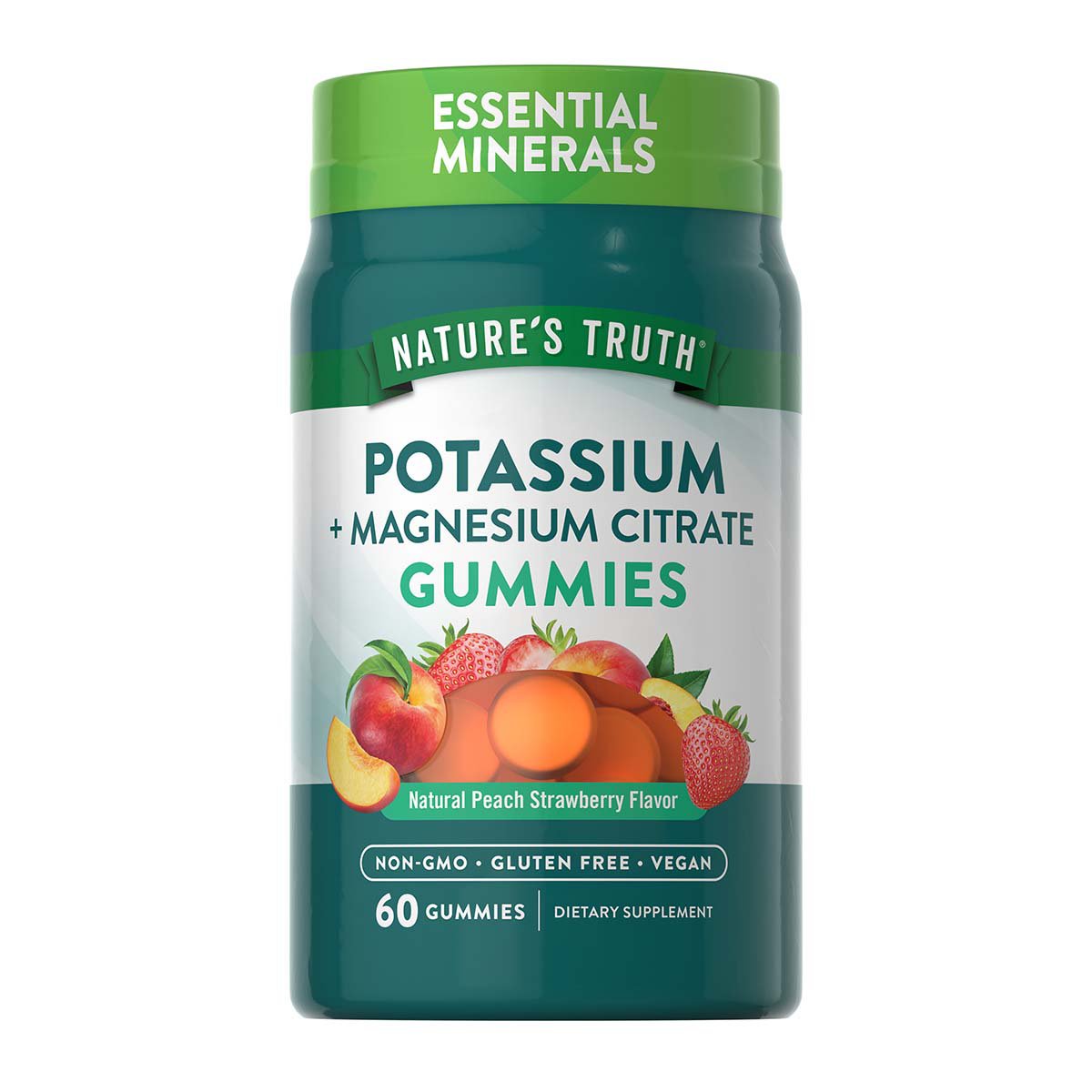 Nature's Truth Potassium + Magnesium Citrate Gummies Peach Strawberry
