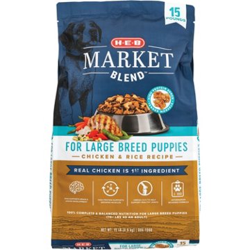 H-E-B Market Blend Large Breed Puppy Dry Dog Food – Chicken & Rice, 15 lbs