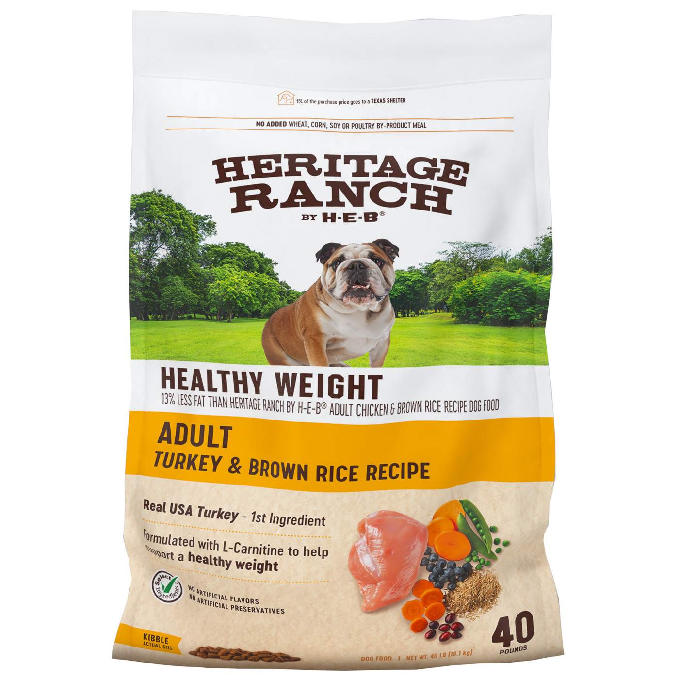 Heritage Ranch by H-E-B Adult Healthy Weight Dry Dog Food - Turkey & Brown Rice; image 1 of 2