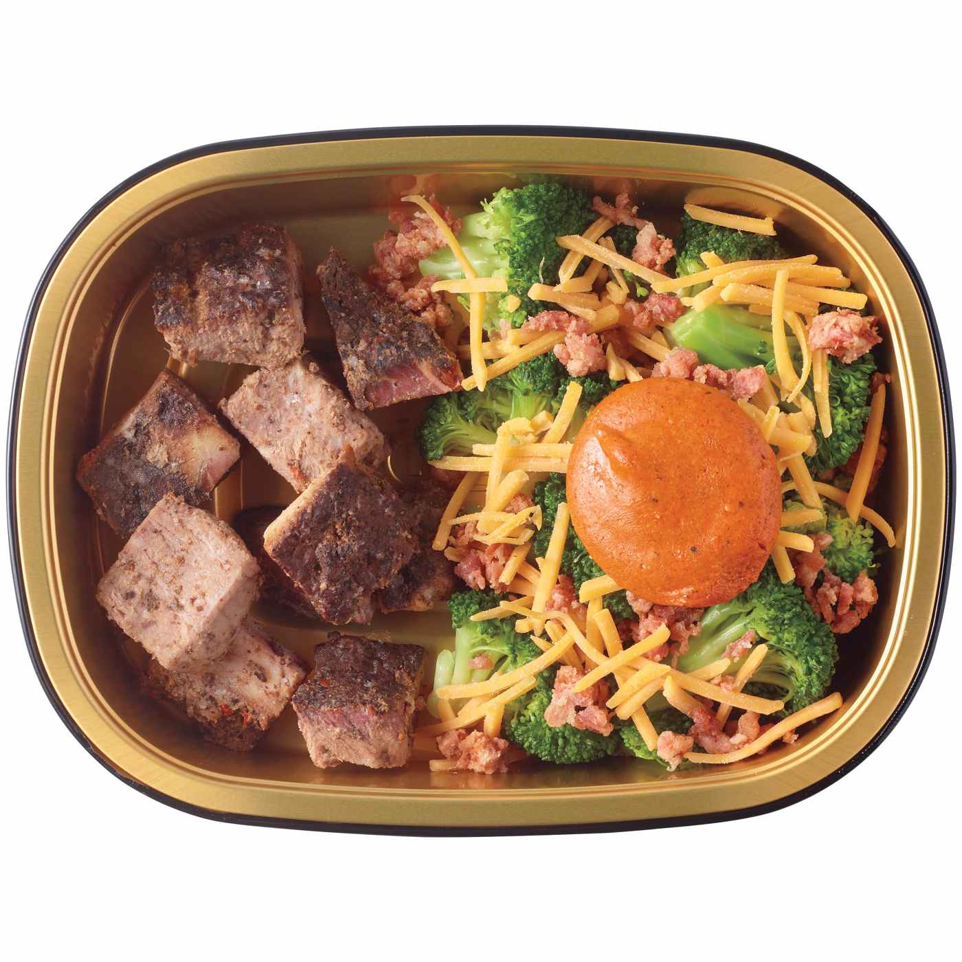 Meal Simple by H-E-B Low-Carb Lifestyle Beef Brisket Burnt Ends & Broccoli; image 1 of 3