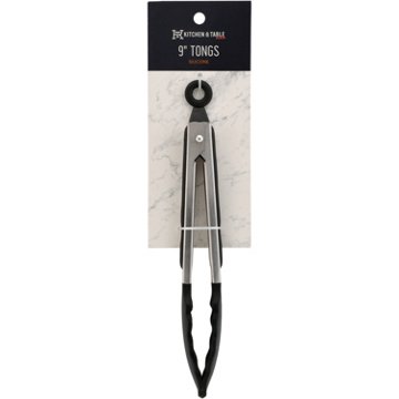 Kitchen & Table by H-E-B Stainless Steel & Silicone Tongs, 9''