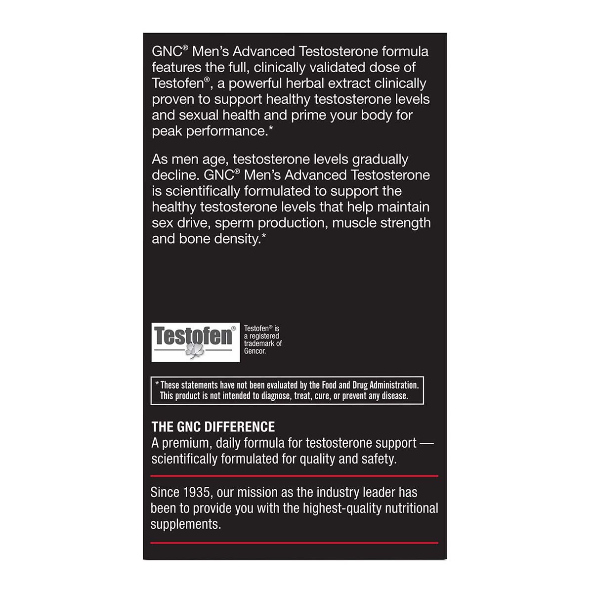 GNC Men’s Advanced Testosterone Formula – 60 Capsules (30-Day Supply) With Testofen & Tribulus Terrestris