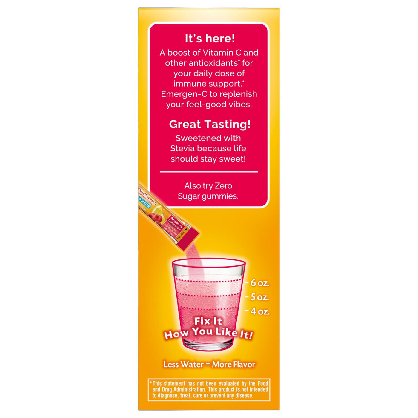 Emergen-C Zero Sugar Daily Immune Support Packets - Raspberry Lemonade; image 2 of 3